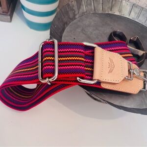 Consuela Striped Multicolor Adjustable Crossbody Strap- red and pink